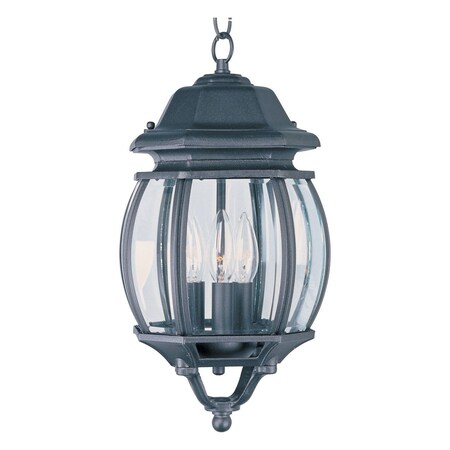 Maxim Three Light Black Clear Glass Hanging Lantern 1036BK